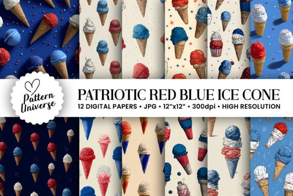 American Red Blue Ice Creams Pattern Guide