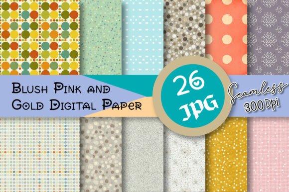Blush Pink and Gold Digital Paper