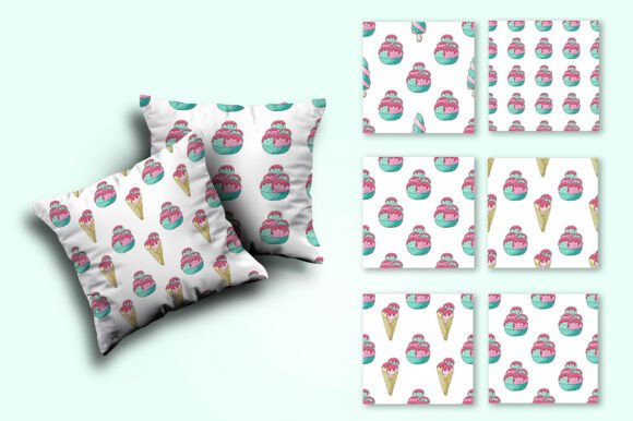 Bringing Sweet Designs to Life with Ice Cream in Vases Seamless Patterns