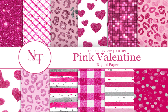 Glitter Pink Valentine Digital Paper