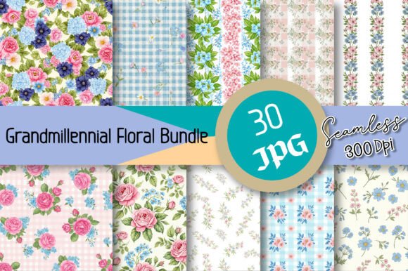 Grandmillennial Floral Seamless Bundle