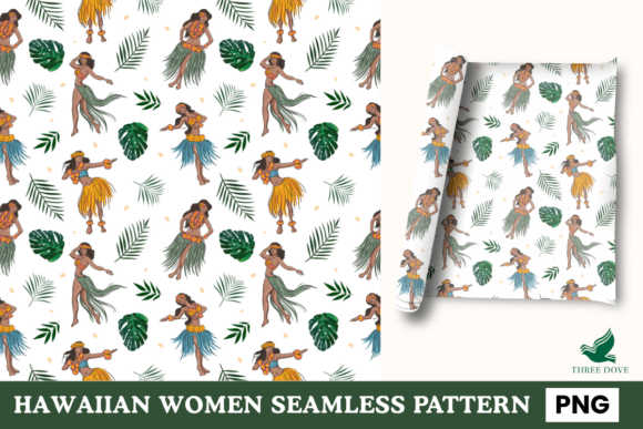 Hawaiian Women Seamless Pattern - 01