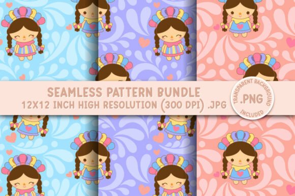 Mexican Lele Doll Seamless Pattern
