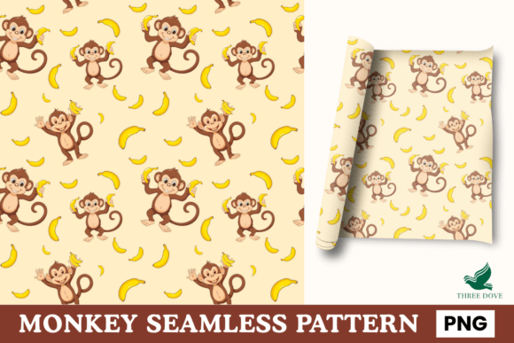 Monkey Seamless Pattern - 05: A Versatile Digital Design for Creative Projects