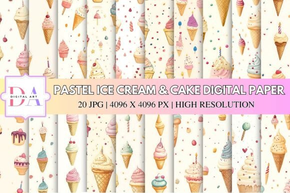 Pastel Ice Cream Cake Digital Paper