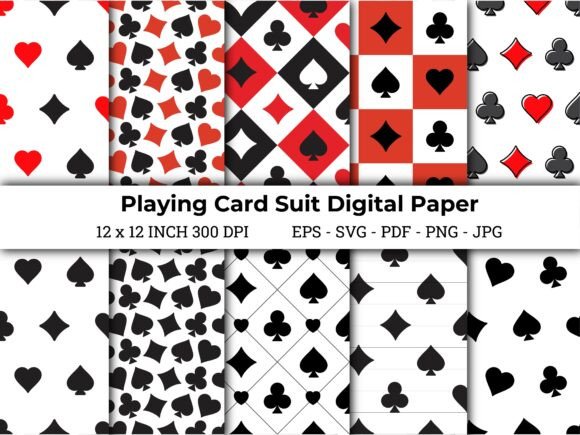 Playing Card Suit Digital Paper – Elevate Your Creative Projects with Style
