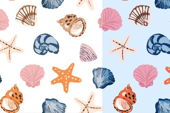 Seamless Plate Pattern of Seashells Blue: A Coastal Design Solution