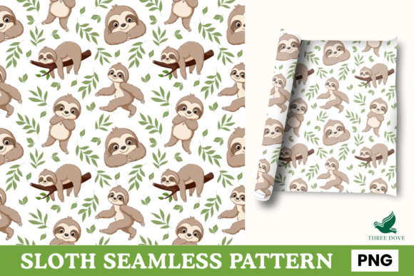Sloth Seamless Pattern - 01: A Digital Design Essential for Modern Creators