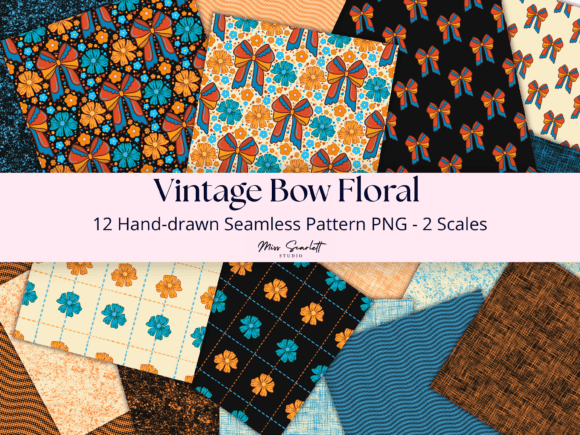 Vintage Bow Floral Seamless Pattern Set: Add Timeless Charm to Your Creative Projects